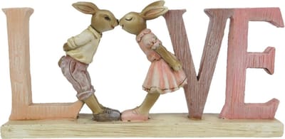 Clayre & Eef Beeld Konijn 19x3x9 cm Roze Kunststof