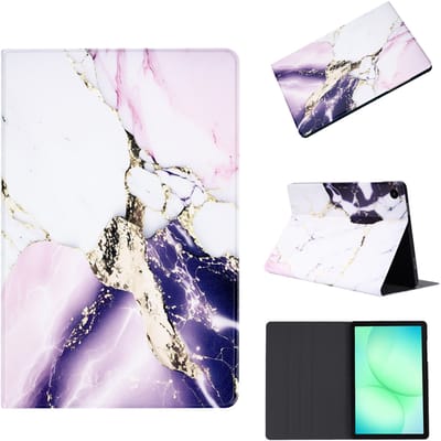 Casemania Hoes Geschikt voor Samsung Galaxy Tab A11 Plus - Marmer Paars - Luxe Print Tablet Cover met Ingebouwde Standaard - Book Case Geschikt voor Samsung Tab A11+ (11 inch) met Volledige Bescherming