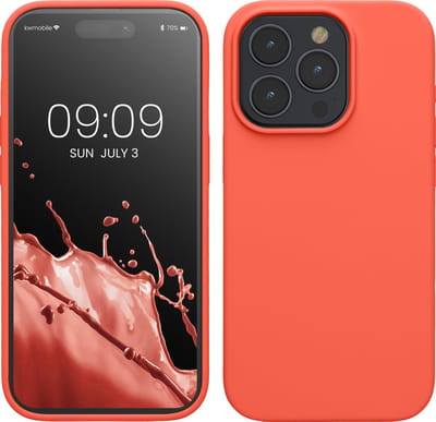 kwmobile Case voor iPhone 15 Pro - Slank TPU-Hoesje met Zachte Afwerking - In levendig koraal