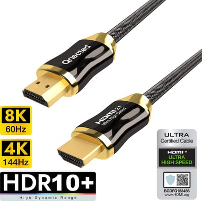 Qnected HDMI 2.1 kabel 5 meter - Certified - 4K 120Hz & 144Hz, 8K 60Hz Ultra HD - Ultra High Speed - 48 Gbps - PS5, Xbox Series X & S - Charcoal Black