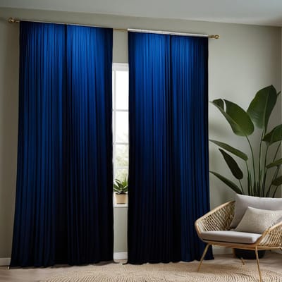 2 pièces HD Bleu lac uni rideau décoratif Rideau bleu imprimé numérique Style décoration intérieure Salon décoré lit W52H84inchW132H213cm blue