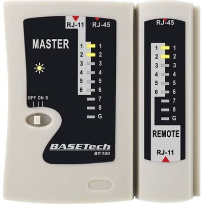 Basetech BT-100 BT-100 Kabeltester Geschikt voor: RJ-45, RJ-11