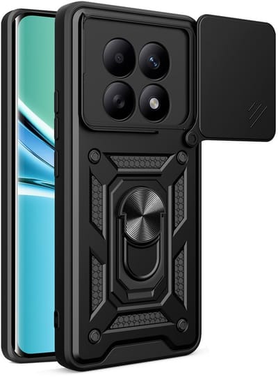 MobyDefend Hoesje - Geschikt voor Xiaomi Redmi Note 15 5G - Pantsercase Met Draaibare Ring - Zwart