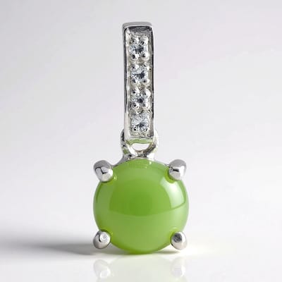 Cavill - Zilveren Hanger - 925 Sterling Zilver - Keizerlijk Chrysopraas 0,64 ct & Witte Topaas Pavé 0,036 ct - Elegant Edelsteen Sieraad - 17x7 mm