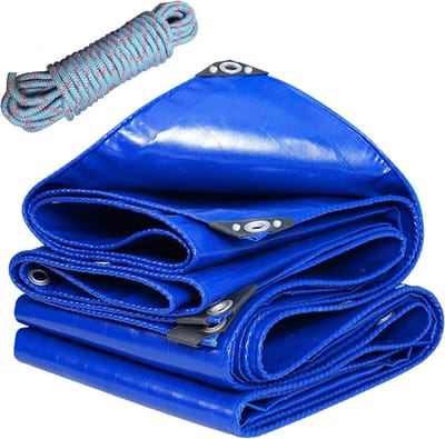 Dekzeil Zwaar Gebruik - Waterdichte Tarp Bodem - Spullen Afdekken Buiten - PVC 520 g/m² - 3.5x9.5m - Blauw