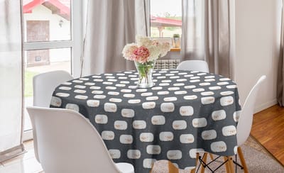 ABAKUHAUS schapen ronde tafelkleed, cirkelvormige tafelkleed voor keukendecoratie in de eetkamer, 150 cm, grijs perzik en wit