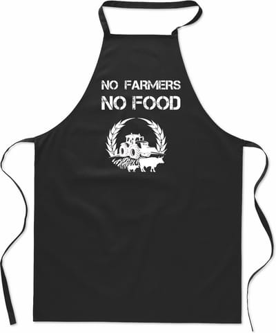 mijncadeautje - keukenschort - kookschort - Barbecueschort - No Farmers no Food -zwart - opdruk wit - 100% katoen