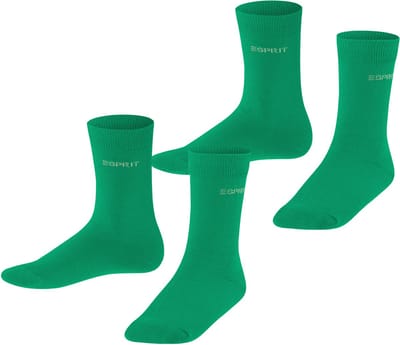 Esprit Foot Logo 2-Pack eenkleurig katoen multipack sokken kinderen groen - maat 23-26