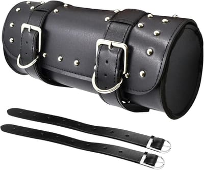 Zadeltas voor motorfiets - PU-lederen motor-vorktas - verstelbare riemen - stuurtas - opberggereedschapstas - Honda Kawasaki Suzuki Yamaha - zwart