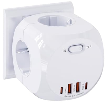 8-in-1 Stekkerblok met USB A en USB C - Meervoudig Stopcontact voor Thuis en Kantoor | 4000 W