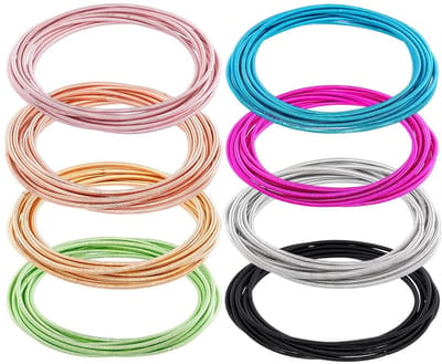 Dailygoods- Gitaarsnarenarmbanden 80 stuks - Minimalistische Armbanden - Stapelbare Armbanden - Franse Staaldraad - 8 Kleuren - 5,85 cm Binnendiameter