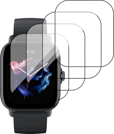 Screenprotector geschikt voor Amazfit GTS 3 - PET Glasfolie Full Screen Protector - 4 Stuks