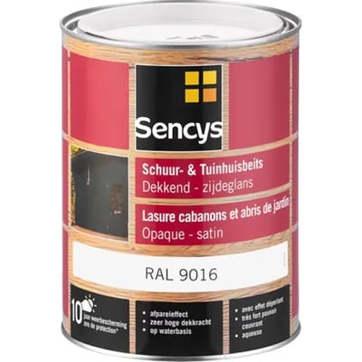Sencys Tuinhoutbeits Tuinhuis En Schutting Dekkend Zijdeglans Ral9016 2,5l
