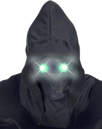WIDMANN - Onzichtbaar gezichtsmasker met capuchon en lichtgevende ogen groen volwassene