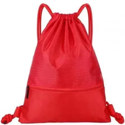 Eenvoudige Buiten Sporten Trekkoord Zak Rugzak Heren en Dames Fitness Rugzak Lichtgewicht Basketbal Tas Oxford Rits Tas red