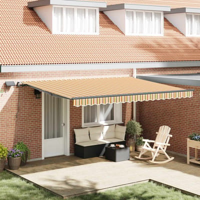 vidaXL - Uitschuifbare - luifel - Meerkleurig - 450 - × - 350 - cm - Stof - en - Aluminium