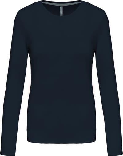 Kariban Dames T-shirt ronde hals lange mouwen K383 - Navy - 3XL