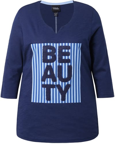 Ulla Popken - Dames - Shirt Beauty Classic V-hals 3/4-mouwen - Inktblauw - Maat 42+