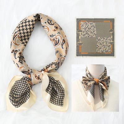 Dames Sjaal - Sjaals - Stola - Vierkante doek - Elegant Stijlvol Dames haar sjaal - Satijn zijde - Hals sjaaltje - Sjaaltje Satijn - Neksjaaltje - Omslagdoek Modesjaals - Neksjaal - Dames Halsdoek -Dame -27，70*70CM