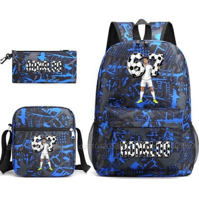 CR7 Ronaldo Rugzak Voetbal 67 Print Schooltas Met Schoudertas & Etui Voor Student Jongens Cadeau Dagelijks Reizen Rugzak
