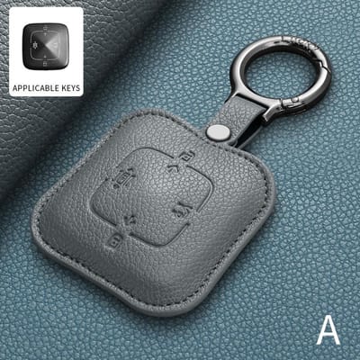 Voor Zeekr 001 X 7X 007 007Gt 009 4 Knoppen Leer Auto Afstandsbediening Sleutelhoes Cover Sleutelbeschermer Fob Houder Sleutelhanger Accessoires gray