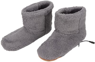 Dailygoody - Verwarmde Voetpantoffel - Zachte Pluche - Elektrische Verwarming - Grijs - Ontspannende Schoenen - Perfect voor Thuis - Koude Winter