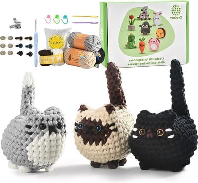 Complete Haakset voor Beginners - Amigurumi Dieren Haken met Drie Schattige Katten en Haaknaalden