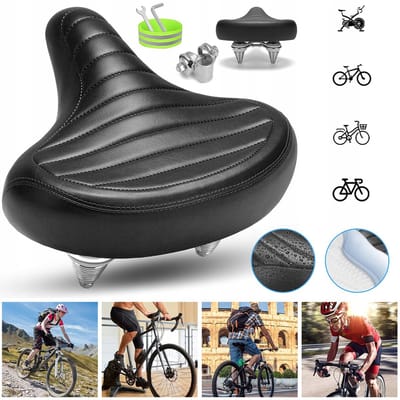 Ergonomisch Fietszadel Met Hoge Elasticiteit En Schokabsorptie - 26x27x15cm Dubbele Vering Waterdicht PU-Leer - Comfortabele Fietservaring - Zwart