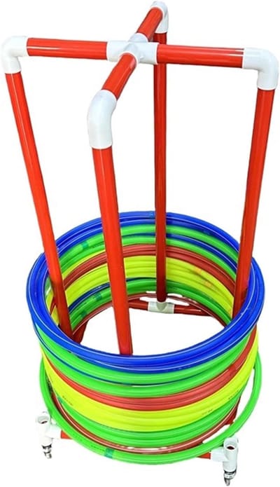 Hoelahoep Stand - Opbergrek Fitness - Sportartikelen Opbergen - Verrijdbaar Ontwerp - 85 cm Hoogte - Zwart