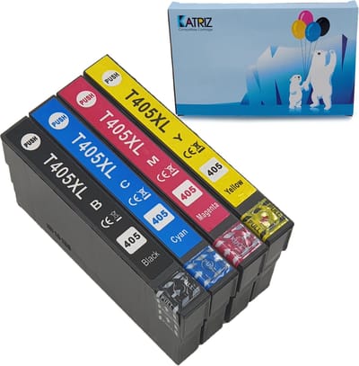 KATRIZ® huismerk voor Epson 1x 405XL Zwart + 1x 405XL Cyaan + 1x 405XL Magenta + 1x 405XL | Geel |WorkForce Pro WF-3820 DWF / WF-3825 DWF / WF-4820 DWF / WF-4830 DTWF / WorkForce WF-7830 DTWF / WF-7835 DTWF / WF-7840 DTWF