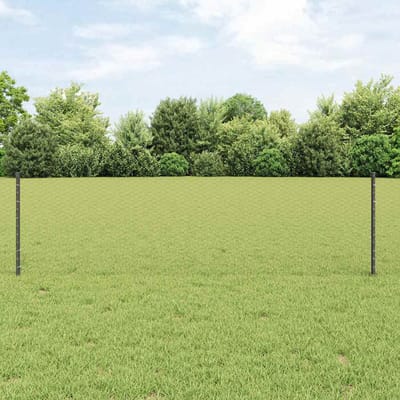 vidaXL - zeshoekig - gaasgek - met - palen - 25 - x - 0,6 - m - PVC-Coated - Staal - Grijs
