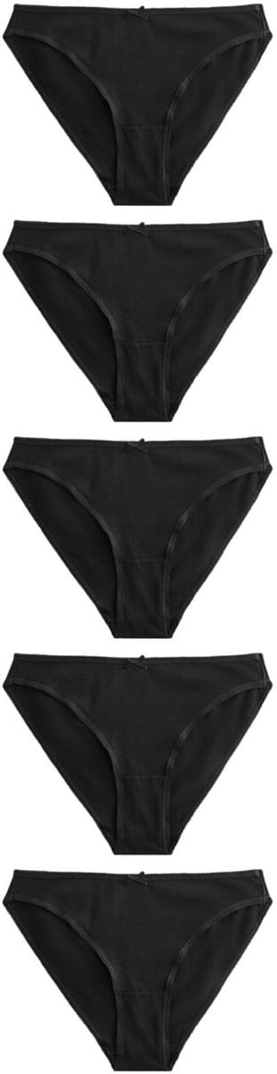 Next - Dames - Set van 5 hoog uitgesneden slips met hoog katoenpercentage - Zwart