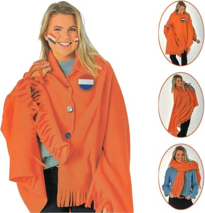 Oranje Poncho Fleece - Voetbal EK & WK - Koningsdag - One size