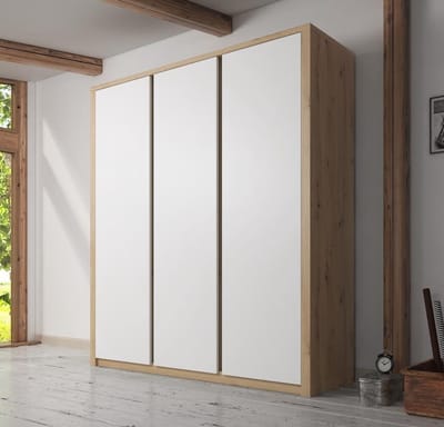 Meubella - Kledingkast Melody - Wit - Eiken - 166 cm