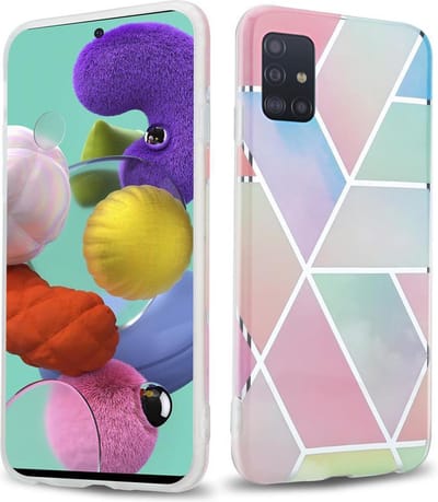 Cadorabo Hoesje geschikt voor Samsung Galaxy A51 5G in Regenboog Marmer No. 11 - Beschermhoes gemaakt van TPU siliconen Case Cover met mozaïek motief