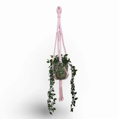 Plantenhanger 'Funky' - Kies kleur en lengte - Baby Roze - 80 cm lang - Katoenkoord - Geschikt voor Pot met Diameter t/m 20 cm - Handgemaakt in ons Macramé Atelier - Prijs per Stuk - Let op: Exclusief Pot - Inclusief Verzendkosten