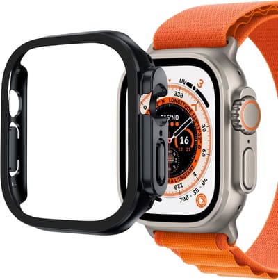 Hoesje voor Watch 49mm Serie Ultra Serie Ultra 2 Serie Ultra 3 - Harde beschermhoes zwart scherm gehard glas