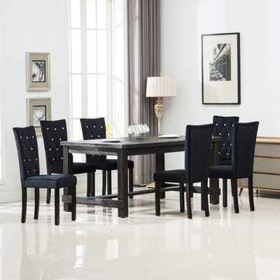 vidaXL - Eetkamerstoelen - 6 - st - fluweel - zwart
