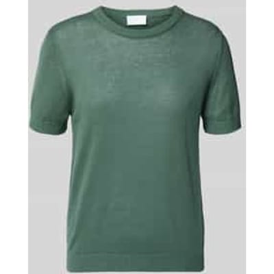 Gebreid shirt van linnenmix met ronde halsuitsnijding