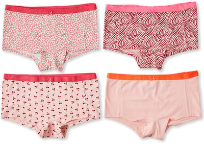 Little Label - dames shorts 4-pack - roze combi XS/34 - maat: XS / 34-36 - bio-katoen