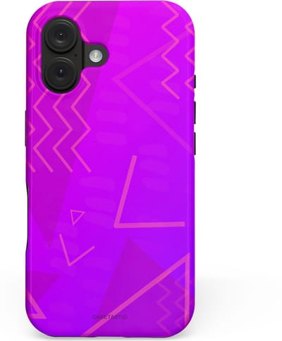 Casetastic hoesje geschikt voor Apple iPhone 16 - MagSafe - Dubbellaagse bescherming - Discowave - Fashion Case - Paars Fuchsia