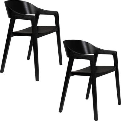 Dutchbone Westlake Eetkamerstoelen Armleuning Zwart - Set van 2