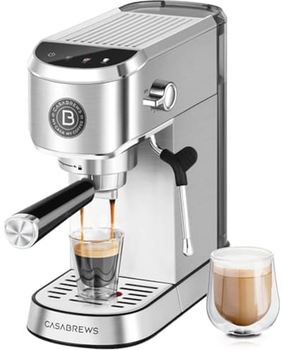 Professionele Espressomachine met 20 Bar en Melkopschuimer - Compact Roestvrijstalen Cappuccino Machine