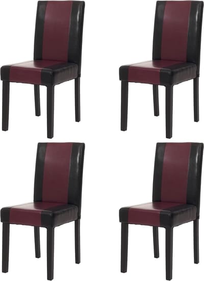Eetkamerstoelen Set - Keukenstoelen - Gezellig Tafelen - Hoogwaardige Afwerking - 4 Stuks - Zwart Rood