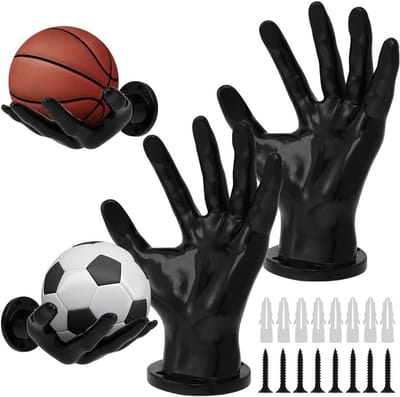 Set van 2 Wandhouders voor Ballen, 15 x 21.5 cm, Muurbevestiging met 8 Schroeven, Ideaal voor Basketbal, Voetbal en Volleybal Decoratie