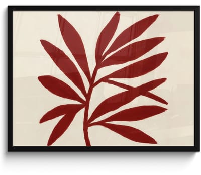 Poster in lijst - Fotolijst 70x50 cm - Posters - Tak - Bladeren - Rood - Posterlijst zwart - Decoratie - Wanddecoratie woonkamer - Muurdecoratie slaapkamer