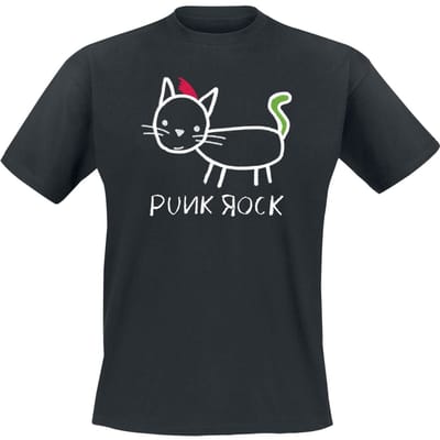 Tierisch - Fun T-shirt - Punk Rock Katze - M tot XXL - zwart