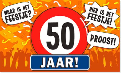BTH - Gevelvlag 50 Jaar - 150x90cm - XXL Polyester Vlag - Vlag - Feestvlaggen - Flag - Verjaardag - Abraham - Sarah - 1St