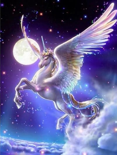 Diamond painting 40x50cm - unicorn - ronde steentjes