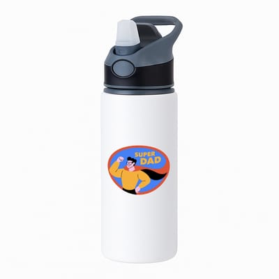Hacebo® - super dad waterfles met rietje zwart - Vader - papa - Vaderdag - cadeau - verjaardag - kado - water fles - 650ML